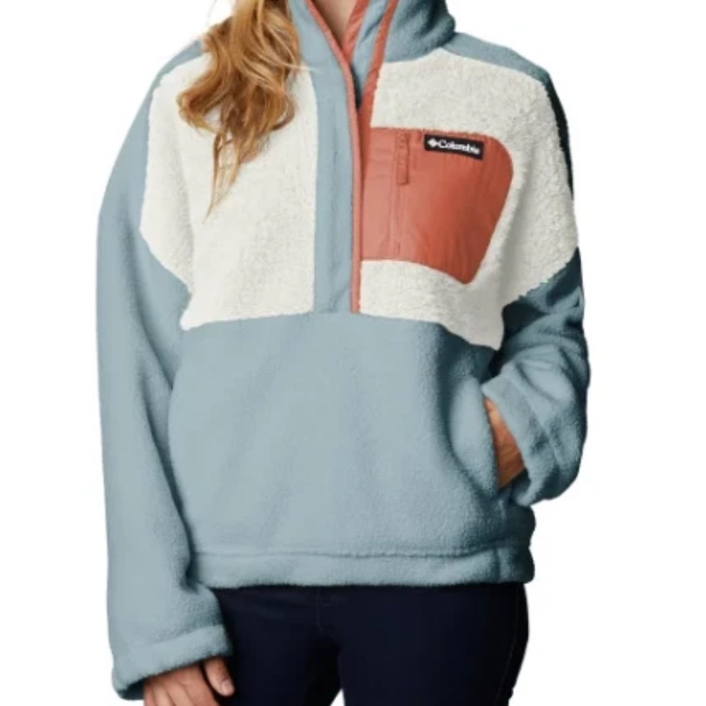 Columbia Lodge Sherpa Pullover NWOT, Snap Button, Size M